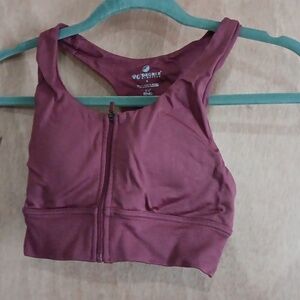 90 Degrees by Reflex Dark Red Racerback Sports Bra with Zip in Size Small